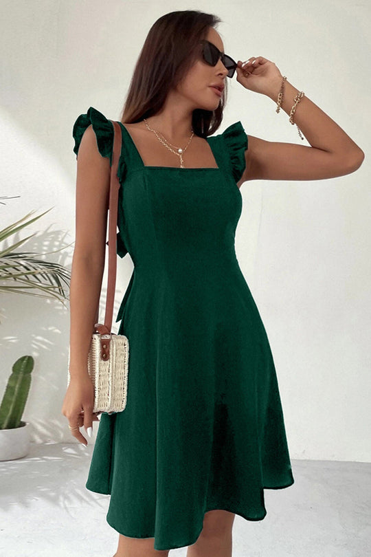 R&B | Rüschen Mini Kleid mit Rückenschnürung