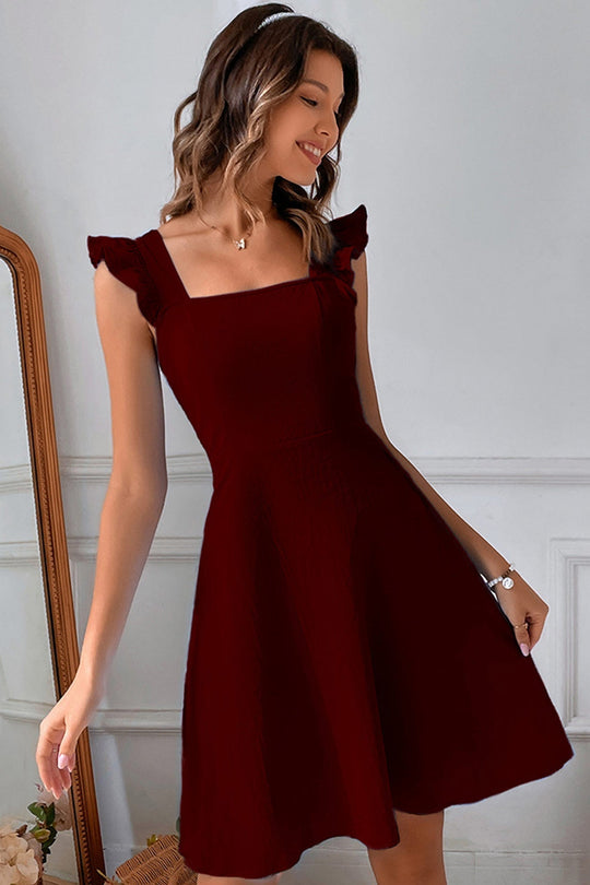 R&B | Rüschen Mini Kleid mit Rückenschnürung