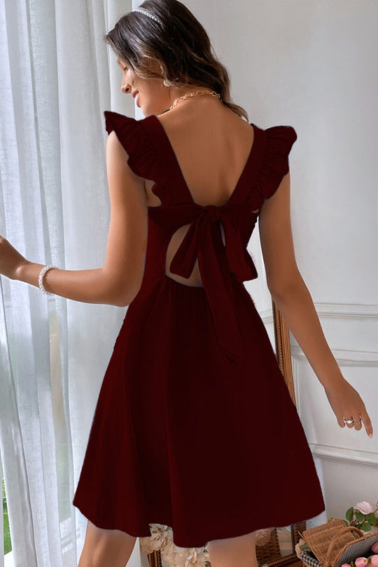 R&B | Rüschen Mini Kleid mit Rückenschnürung