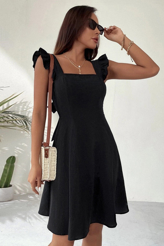 R&B | Rüschen Mini Kleid mit Rückenschnürung