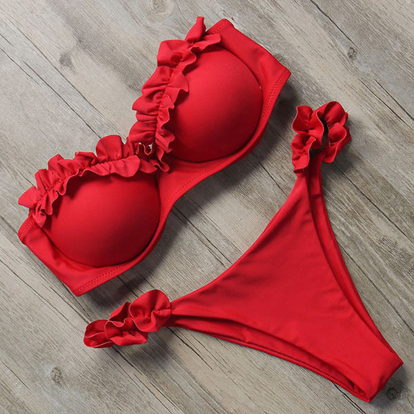 Heidi-Mode | Push-Up Bikiniset mit Rüschen für Damen