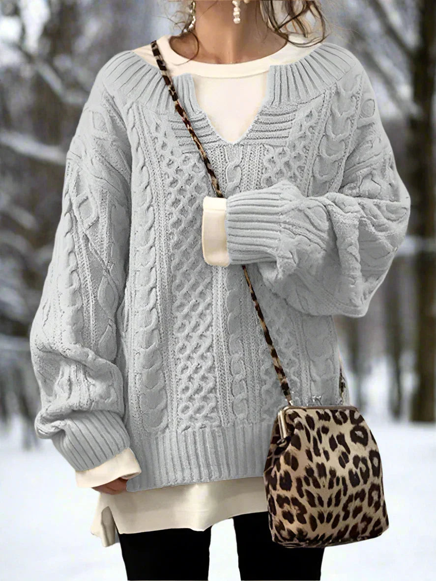 R&B | Wolle Kabelstrickpullover Übergröße Strickpullover
