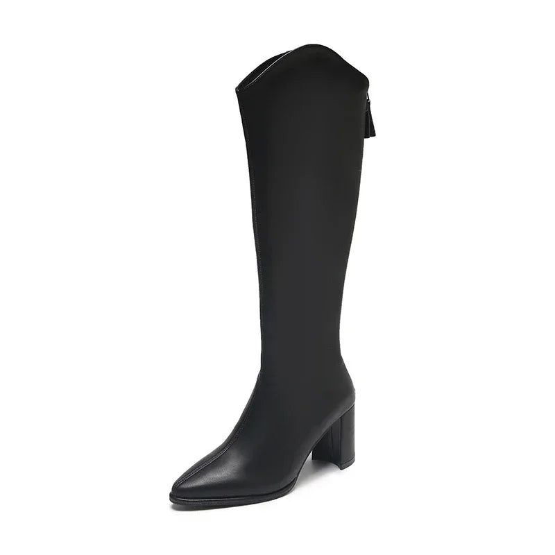 R&B | Kniehohe Stiefel mit Dicken Hohen Absätzen