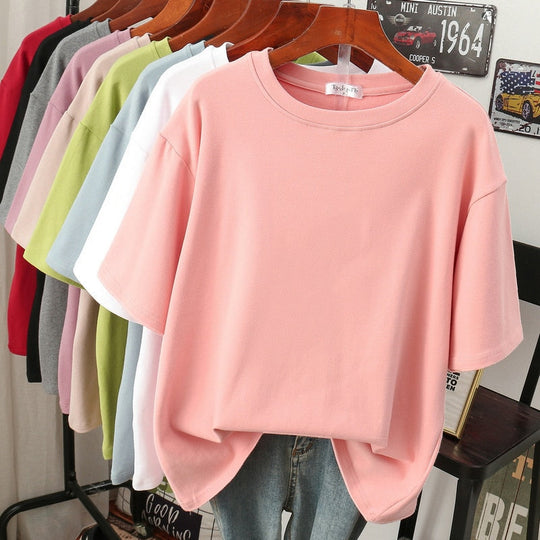 R&B | Oversized Baumwoll-Basic-T-Shirt für Damen