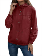 R&B | Damen Kapuze Wasserdichter Trenchcoat Langarm