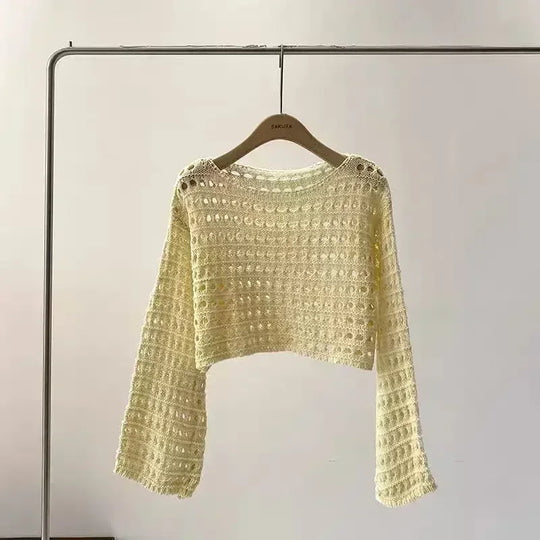 R&B | Langes Gehäkeltes Strickoberteil für Frauen