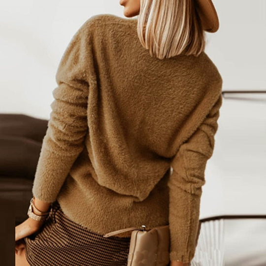 R&B | Strickjacke Weiche Strickware V-Ausschnitt Große Knöpfe Lockere Passform