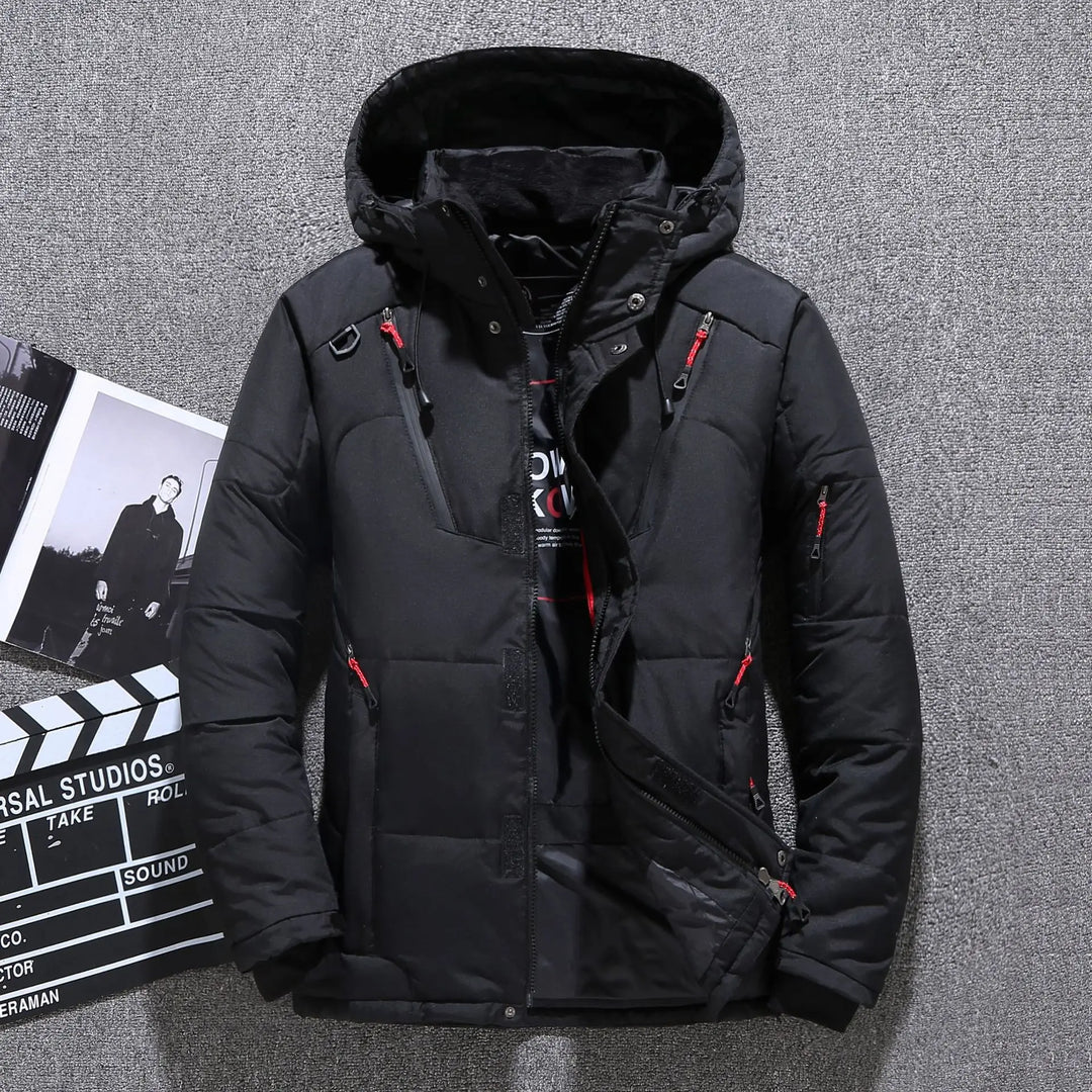 R&B | Herren-Winterjacke - Warme, Schlanke Daunenjacke mit Kapuze