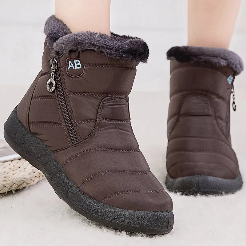 R&B | Schneestiefel – Knöchelhöhe – Wasserabweisend – Plüschfell-Futter – Seitlicher Reißverschluss