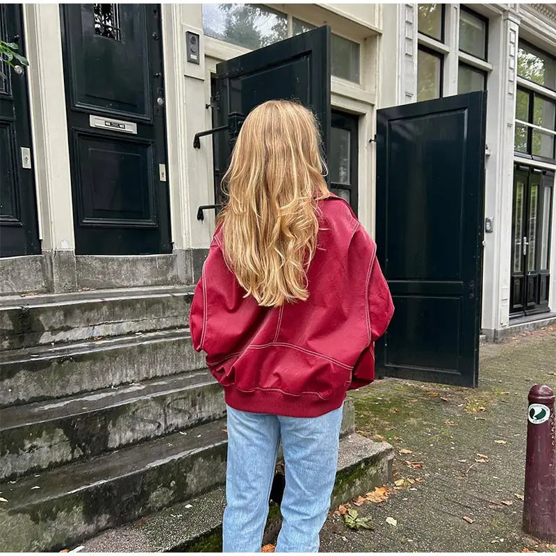R&B | Vintage-Lederblouson in Übergröße für Damen