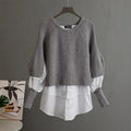 R&B | Weinlese Rundhals Gestrickter Frauenpulli