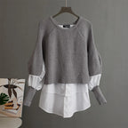 R&B | Weinlese Rundhals Gestrickter Frauenpulli