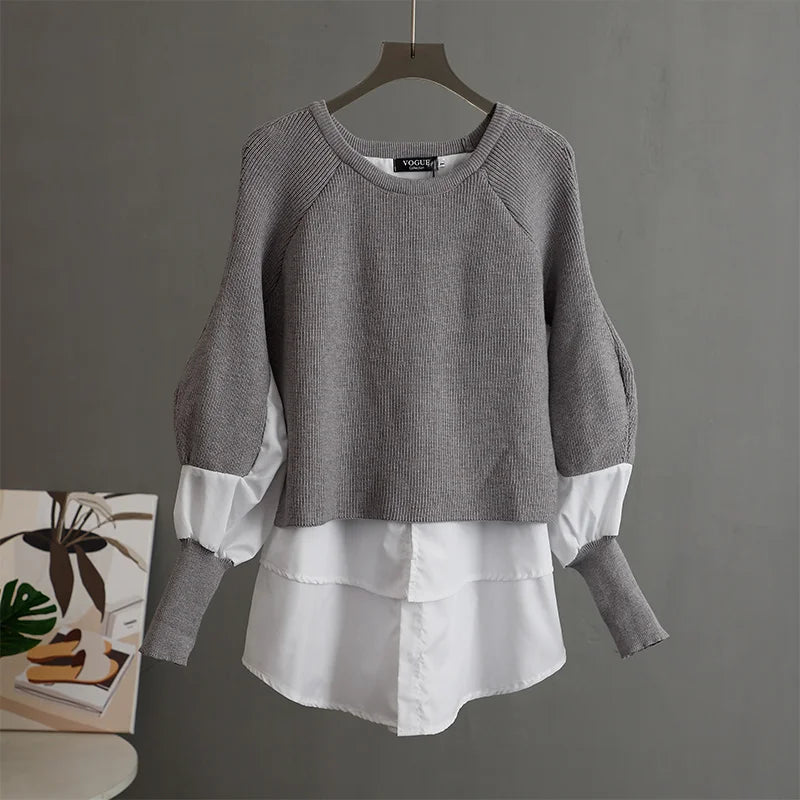 R&B | Weinlese Rundhals Gestrickter Frauenpulli