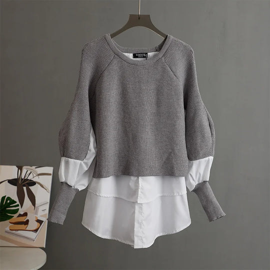 R&B | Weinlese Rundhals Gestrickter Frauenpulli