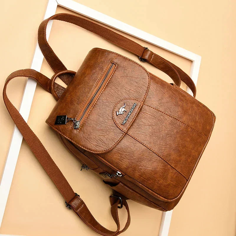 R&B | Großer Leder Rucksack mit Diebstahlschutz für Damen