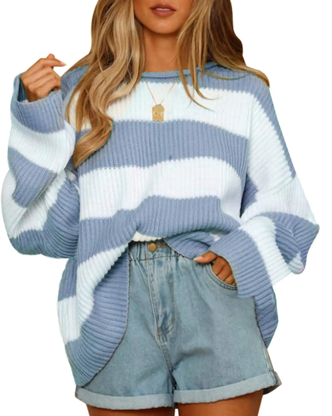 R&B | Sweater - Oversized Gestreifter Strickpullover