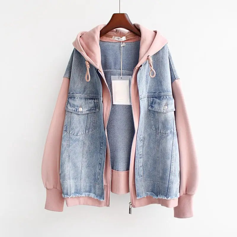 R&B | Denim-hoodie Jacke Hybrid Design Trendy und Lässig