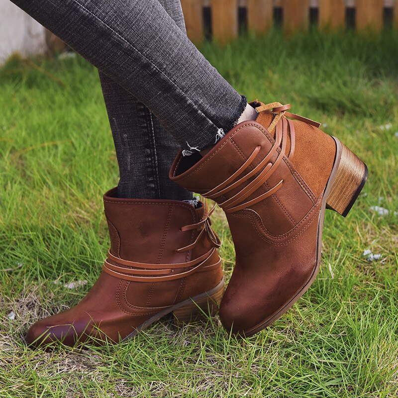 R&B | Damenstiefel Weinlese Schnürstiefel