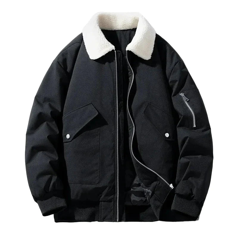 R&B | Winter Bomberjacke mit Modischem Lammfellkragen - Lässiger Stil für Kalte Tage