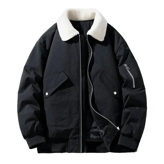 R&B | Winter Bomberjacke mit Modischem Lammfellkragen - Lässiger Stil für Kalte Tage