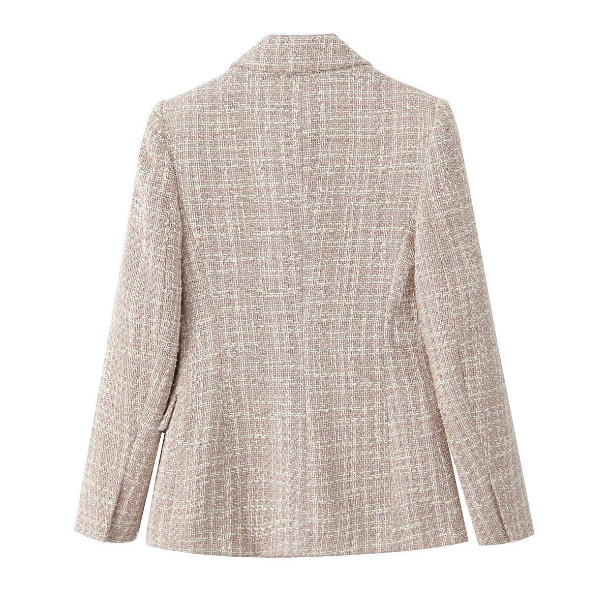 R&B | Klassischer Doppelreiher Pink Tweed Blazer