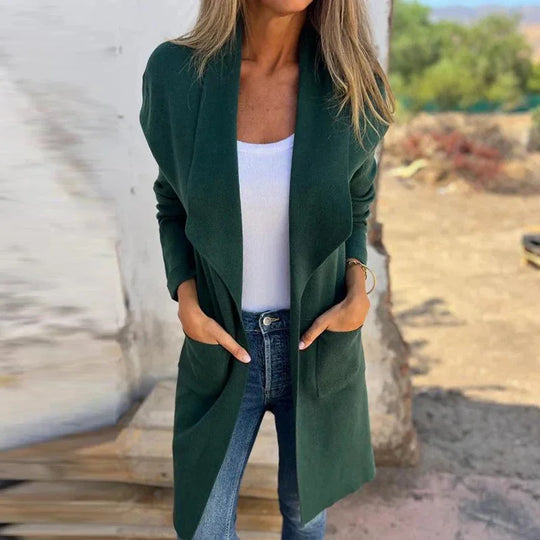 R&B | Einfarbiger Mid Length Cardigan Mantel