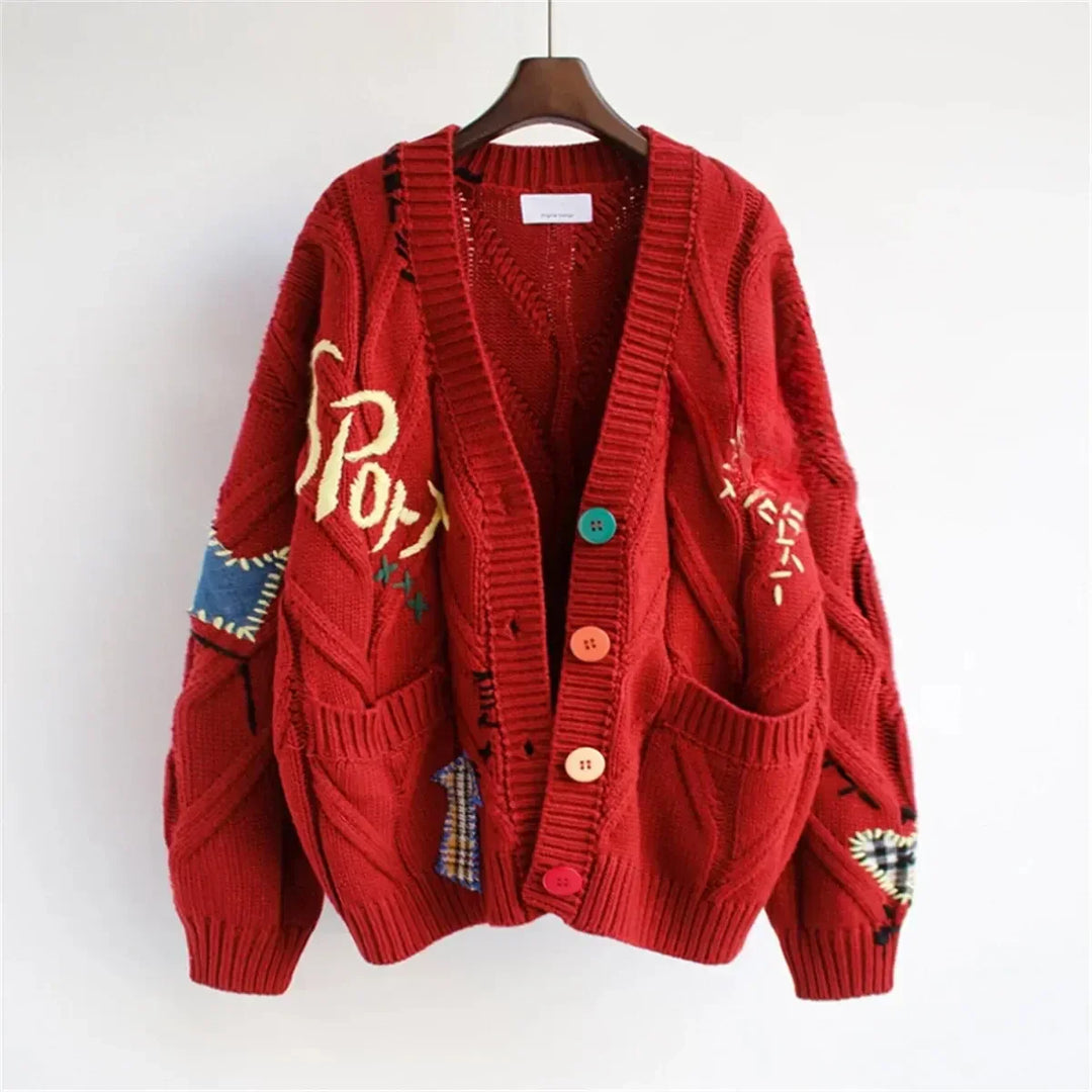 R&B | Patchwork Bestickte Strickjacke