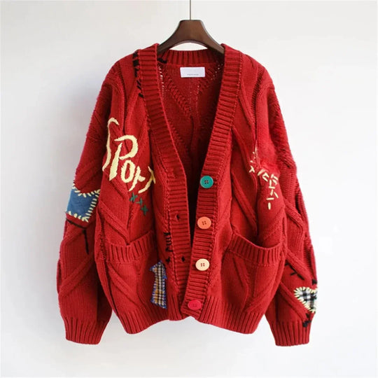 R&B | Patchwork Bestickte Strickjacke