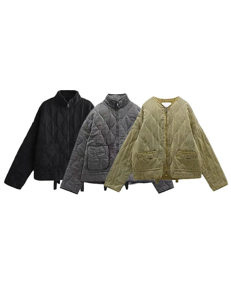 Oversized Vintage Gepolsterte Damenjacke