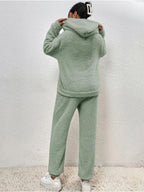 R&B | Weiche Teddyjacke Damen Loungewear Satz mit Kapuze