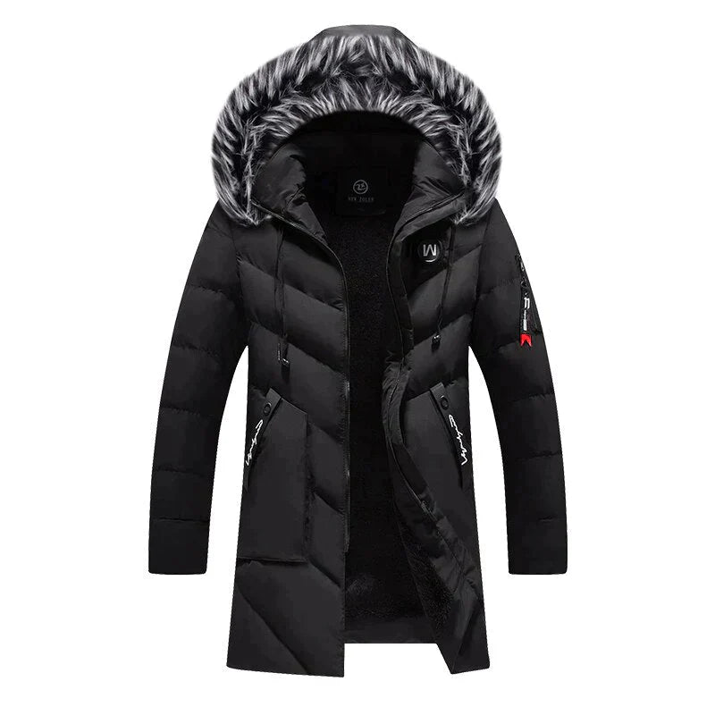 R&B | Herren Winter Lange Parka - Flauschiger Besatz Kapuzen Design