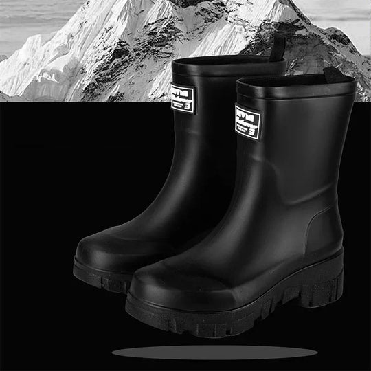 R&B | Damen Chelsea wasserdichte Stiefel mit Blockabsatz & gemusterter Sohle