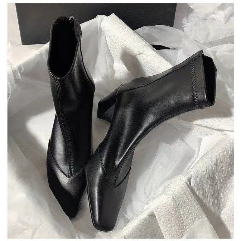 R&B | High Heels Chunky Heel Stiefel mit Spitzem Zehen