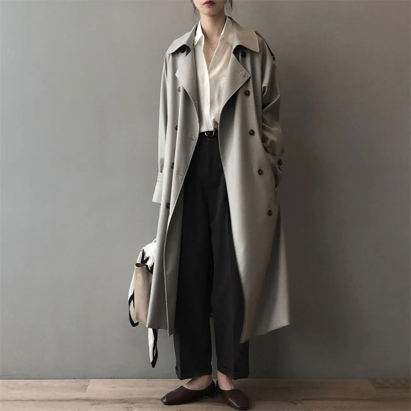 R&B | Klassischer Trenchcoat Damen Oversized Windbreaker, Doppelreihig