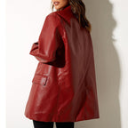 R&B | Damenblazer mit PU-Leder und Knopfverschluss