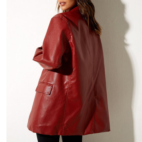 R&B | Vintage Blazer mit Lederlook für Damen