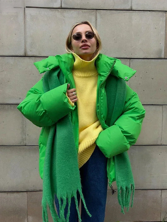 R&B | Steppparka mit Kapuze und Taschen für Frauen Ideal für den Winter