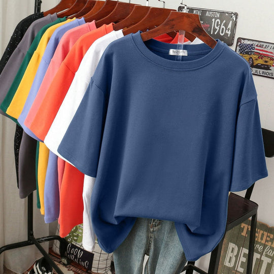 R&B | Oversized Baumwoll-Basic-T-Shirt für Damen