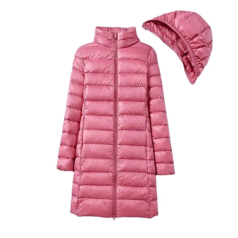 R&B | Lange Leicht Gepolsterte Jacke mit Abnehmbarem Kapuze für Frauen Ideal für Den Winter