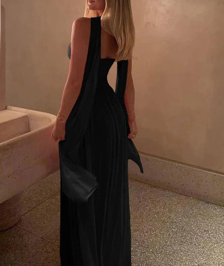 R&B | Patchwork Maxi Kleid Schal Rückenfrei Strapless Rüschen Bankett