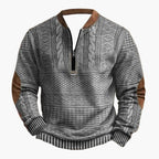 R&B | Strickpullover mit Zopfmuster und Viertelreißverschluss - Modischer Freizeitpullover für Herbst und Winter