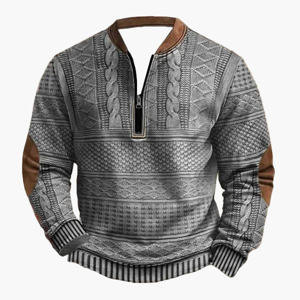 R&B | Strickpullover mit Zopfmuster und Viertelreißverschluss - Modischer Freizeitpullover für Herbst und Winter