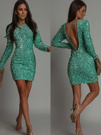 Schickes Winter Party Kleid mit Rückenfreiem Schnitt für Frauen - R&B