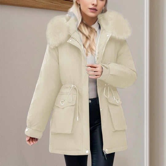 R&B | Winter-Windbreaker mit Kapuze, Durchgehendem Reißverschluss, Taillenzug und Taschen