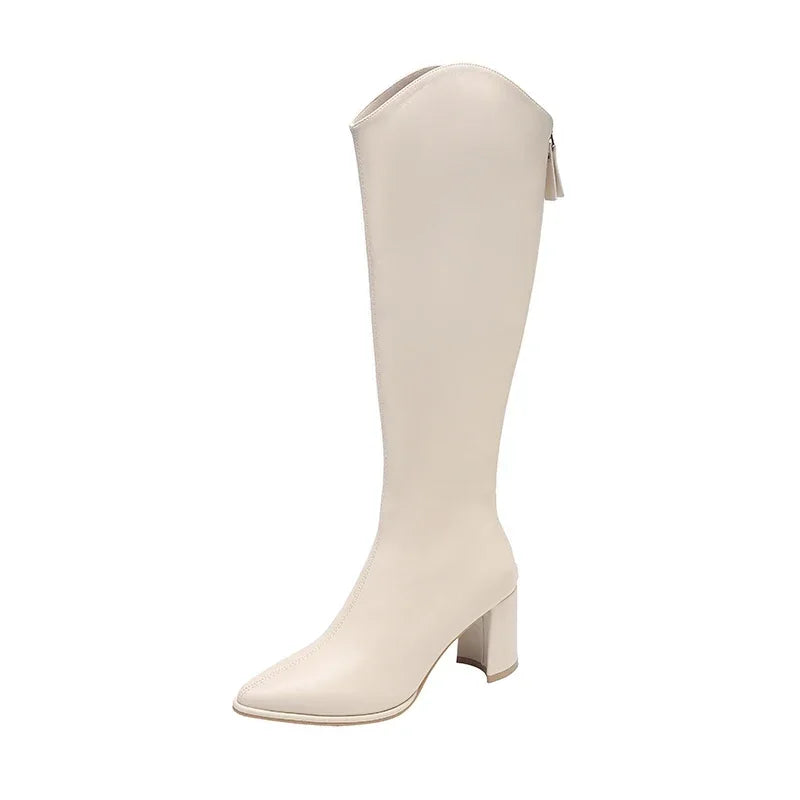 R&B | Kniehohe Stiefel mit Dicken Hohen Absätzen