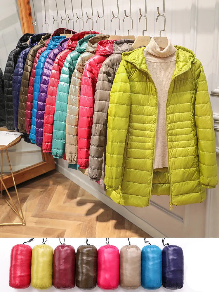 R&B | Lange Daunenjacke für Frauen mit Kapuze