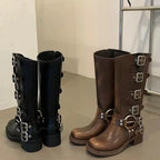 R&B | Ritterstiefel Retro Western Hohe Rohr Freizeitstiefel
