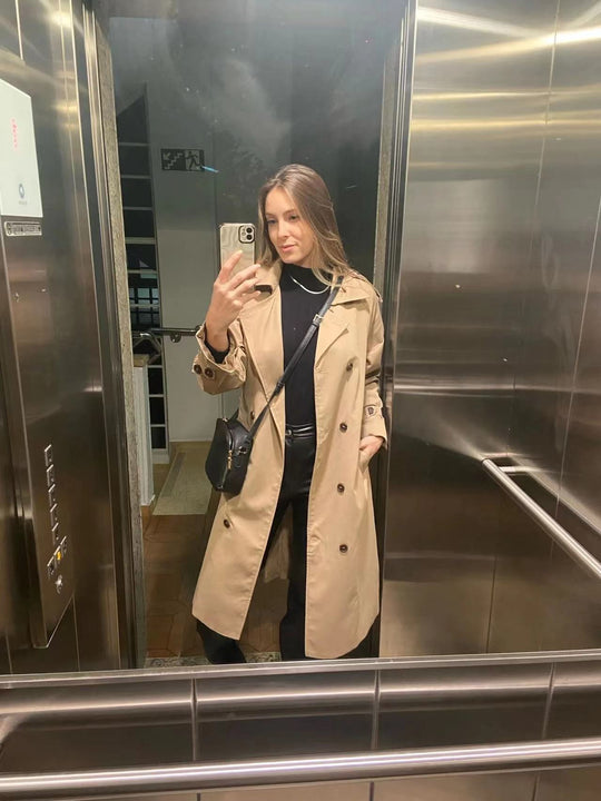 R&B | Klassischer Trenchcoat Damen Oversized Windbreaker, Doppelreihig