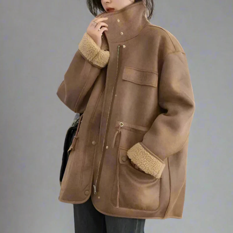 R&B | Suede Sherpa Mantel