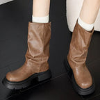R&B | Chunky-Heel-Biker-Stiefel für Damen mit Riemen-Details